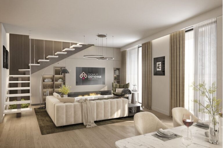 Ambiente con scala Domus Ostiense Render Interno
