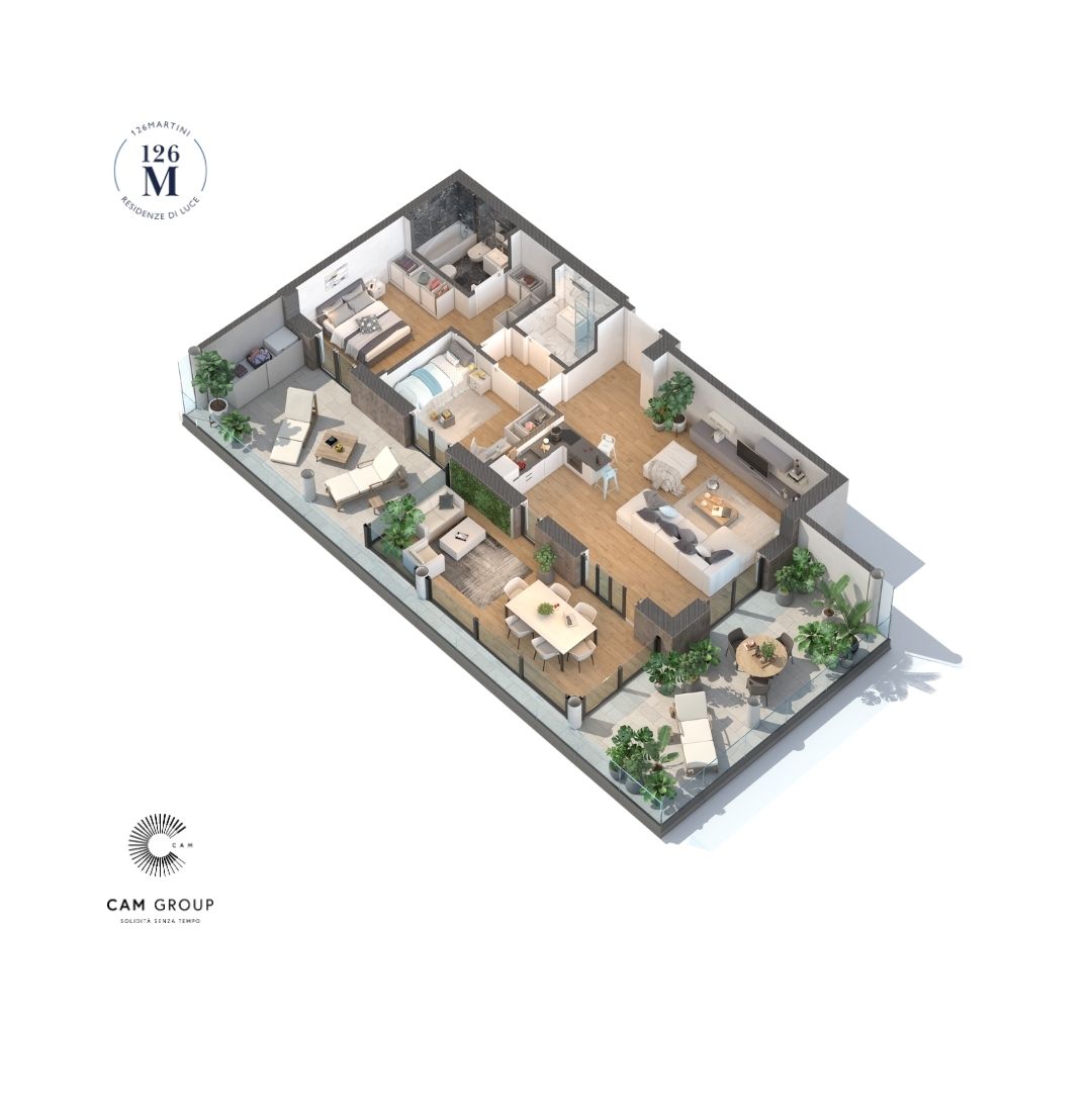 Planimetria Trilocale T2 126 Martini