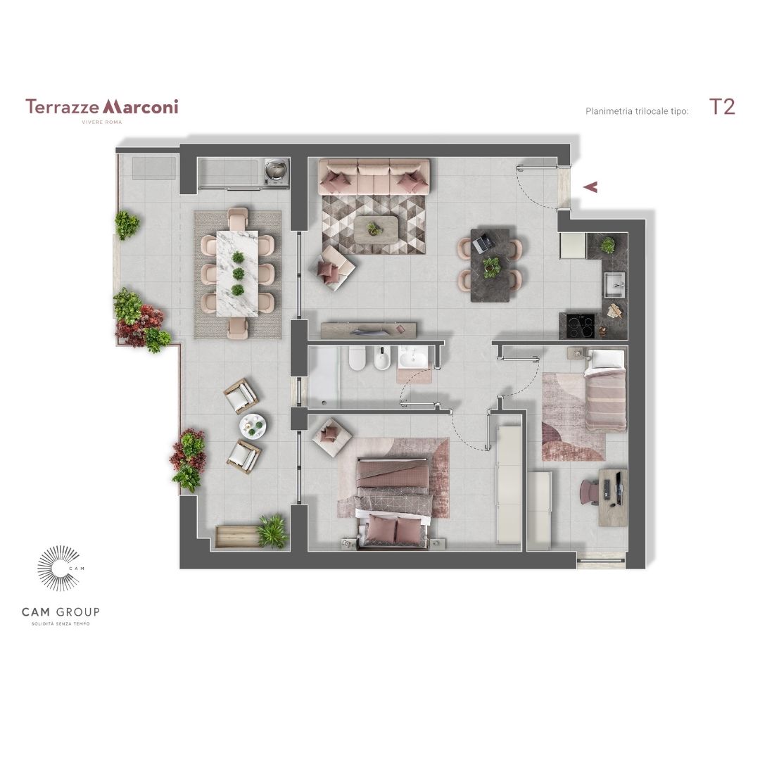Trilocale T2 Terrazze Marconi